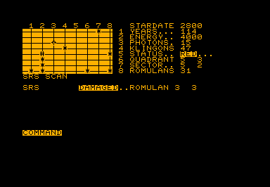 War Trek game screenshot for Commodore PET